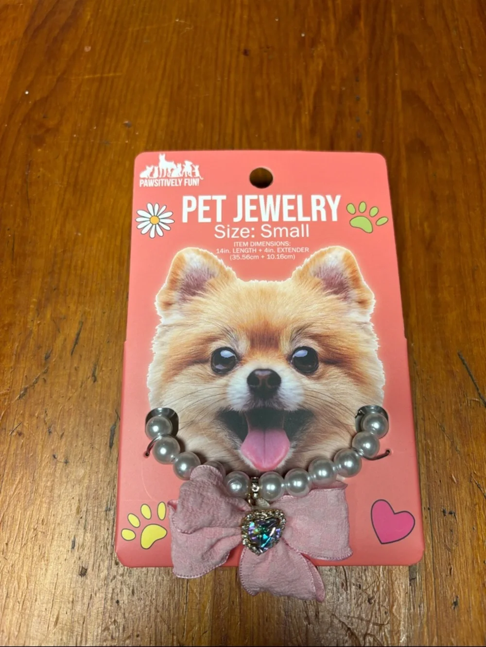 Pawsitively Posh Pink Bow Pearl Pet Necklace with Heart Charm